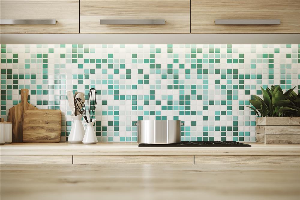 Use a V Notched Trowel for glass mosaic tiles